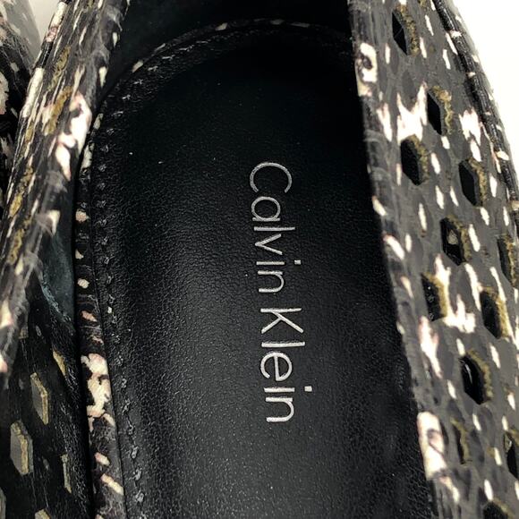 Calvin Klein Saphire Speckled Snake Sz 9M Cream/Black Laser Cut BalletFlat Shoes - Picture 8 of 12